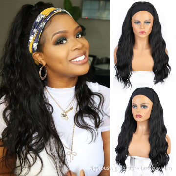 Vigorous Wigs For Black Women Water Wave Synthetic Hair Wigs With Headband Glueless Scarf Headband Wig Synthetic Fiber Hair